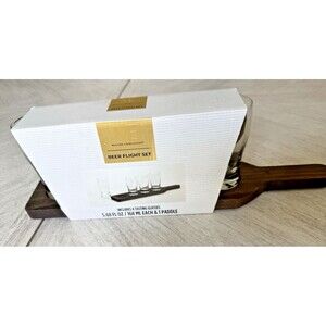 Beer Flight Set 4 Tasting Glasses 5.68oz Each with Paddle Modern Expressions New